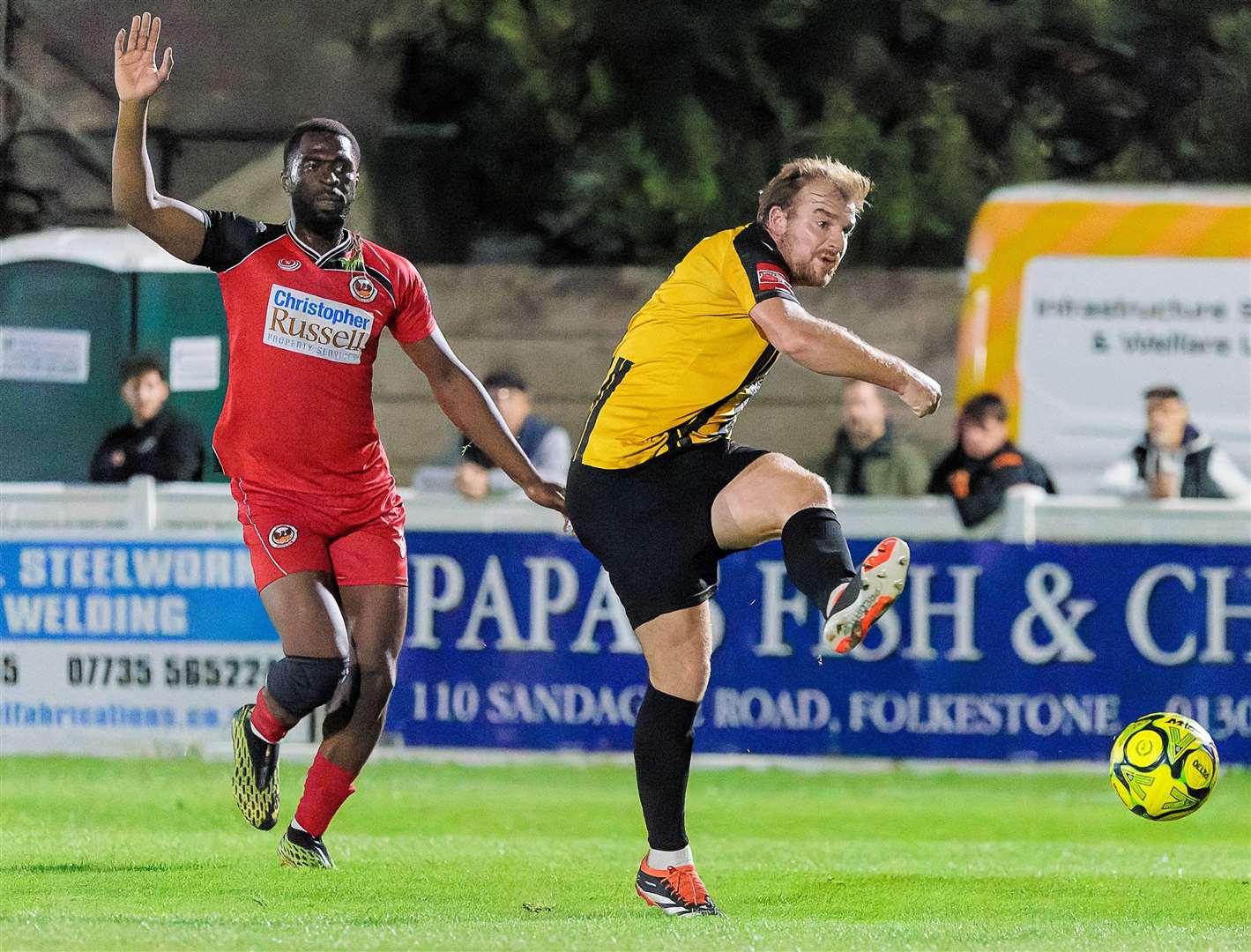 Action from Phoenix Sports’ Kent Senior Cup shootout win at Folkestone, which came after a 1-1 draw last Tuesday. Picture: Helen Cooper