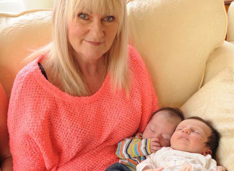 Jackie Bravo with grandchildren Beau Brett and Koby Bravo. Picture: Steve Crispe