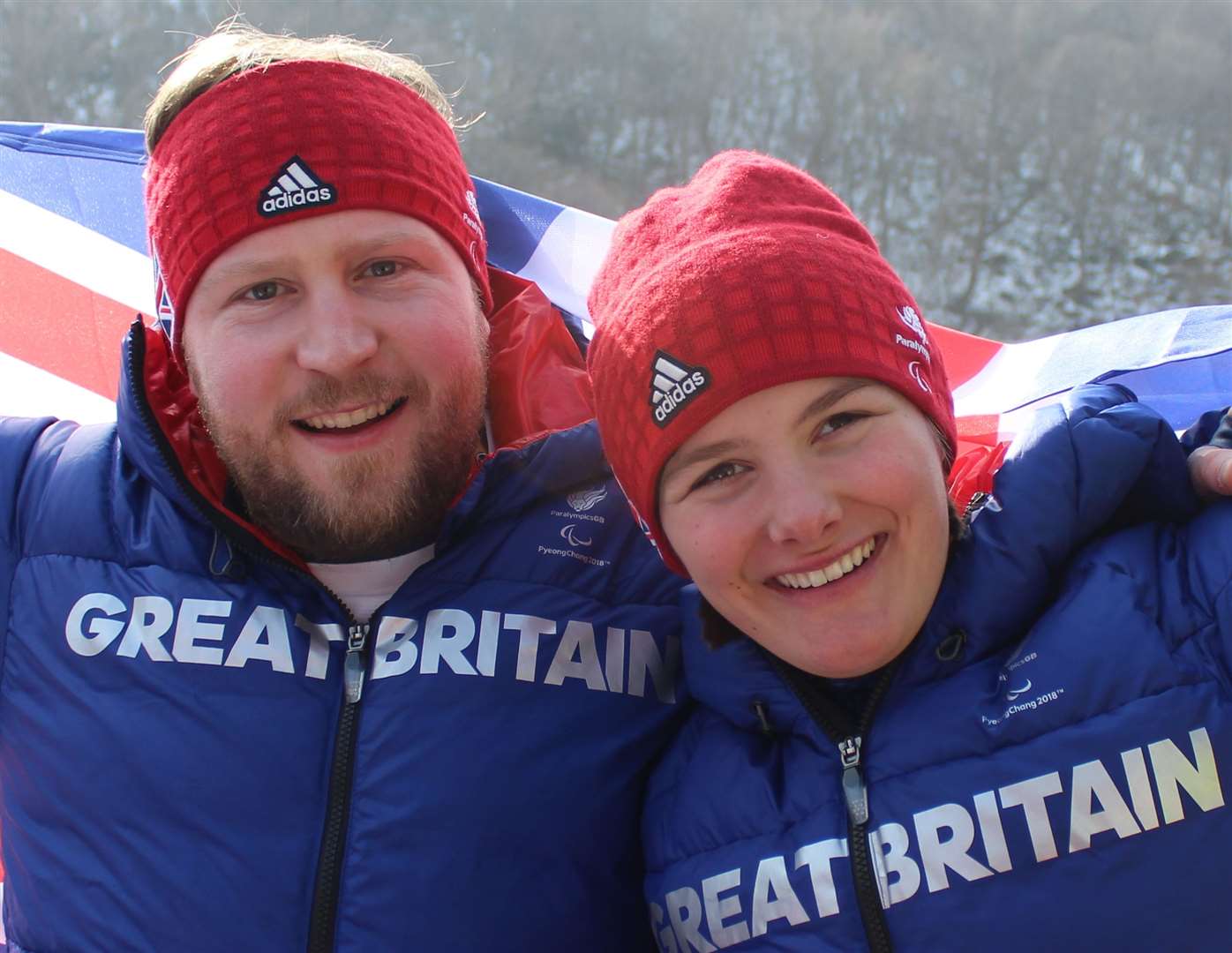 Millie Knight and her guide Brett Wild at the 2018 Winter Paralympics in PyeongChang