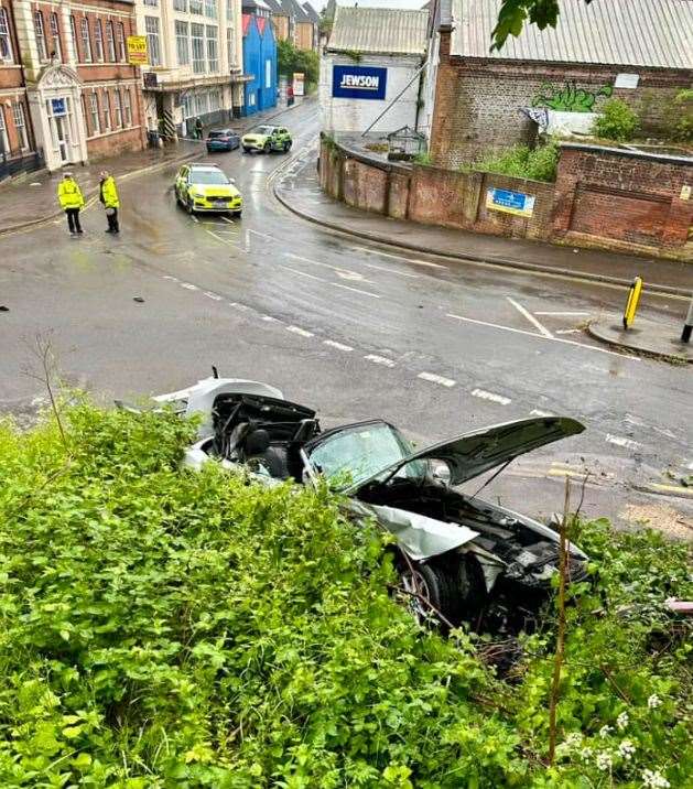 One of the damaged cars this morning. Photo Mark Stevens