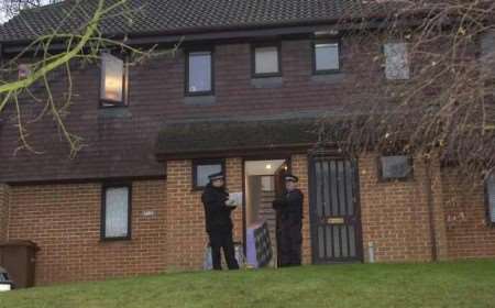 Police at the property where the incident happened. Picture: BARRY CRAYFORD