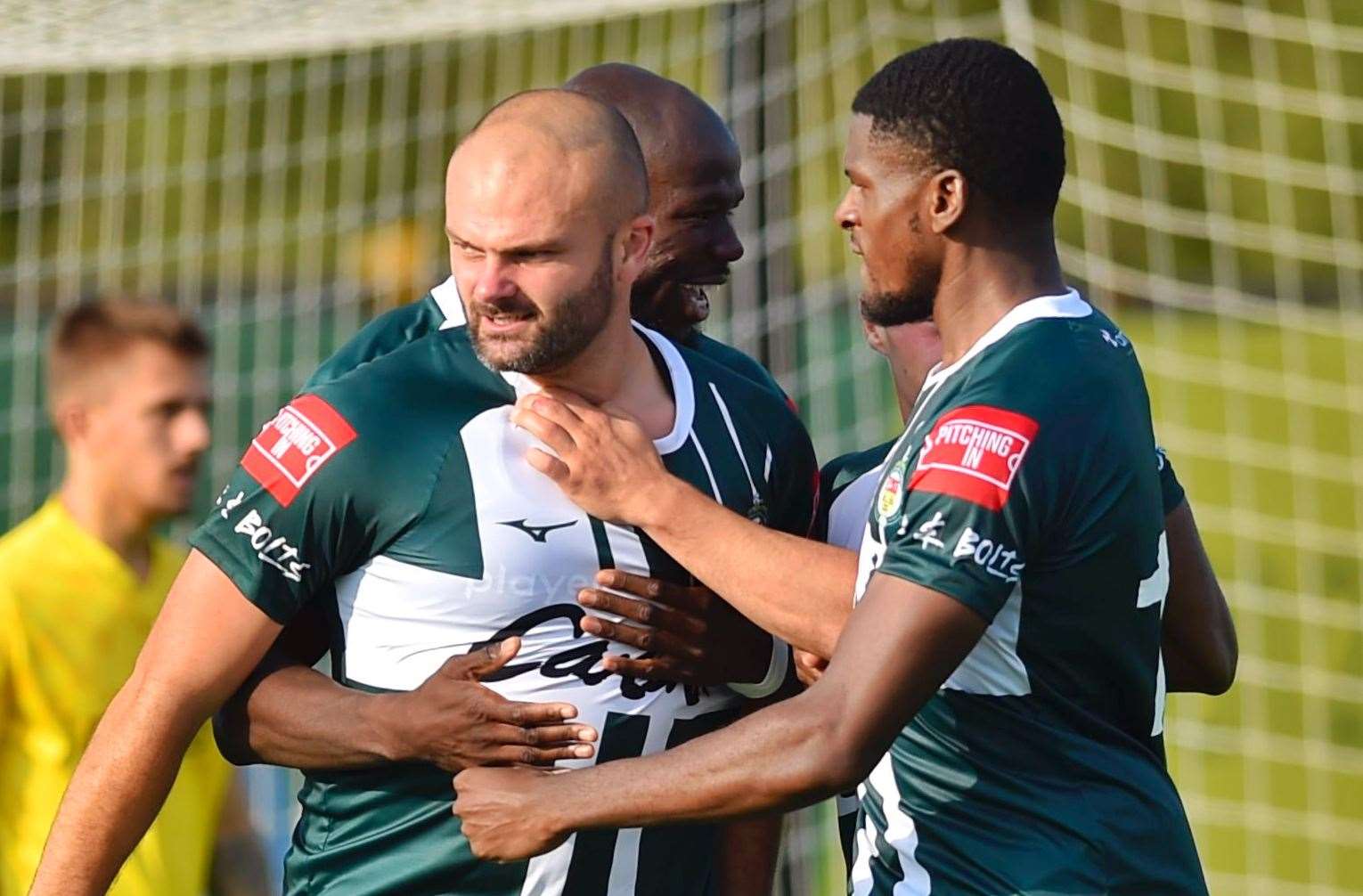 Ashford celebrate one of two-goal Gary Lockyer's efforts. Picture: Ian Scammell