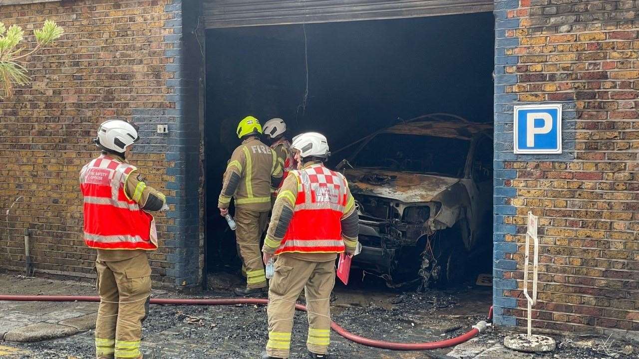 The blaze spread to a car park. Picture: London Fire Brigade