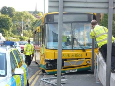 The Park and Ride bus suffered damage