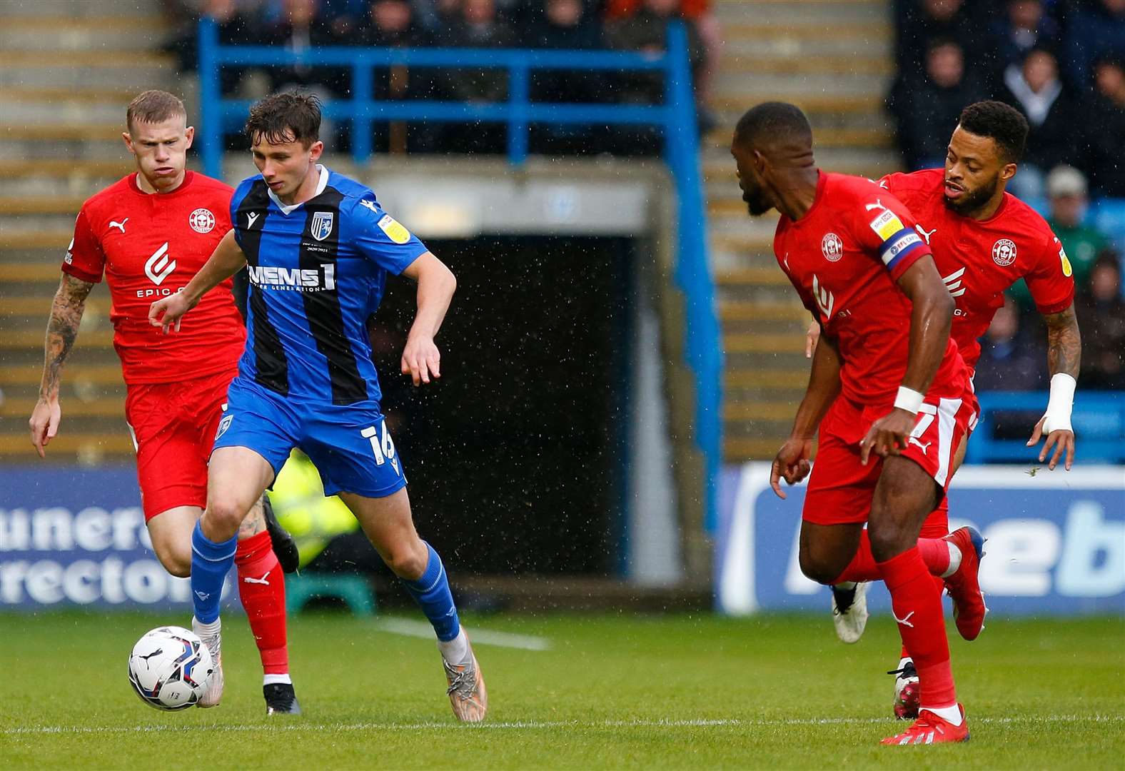 Dan Adshead powers forward against the visitors. Picture: Andy Jones