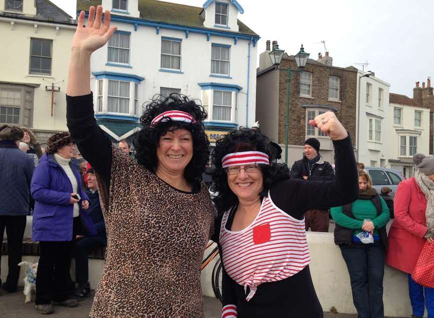 Brave dippers Louise Buttle and Rosemary Collard