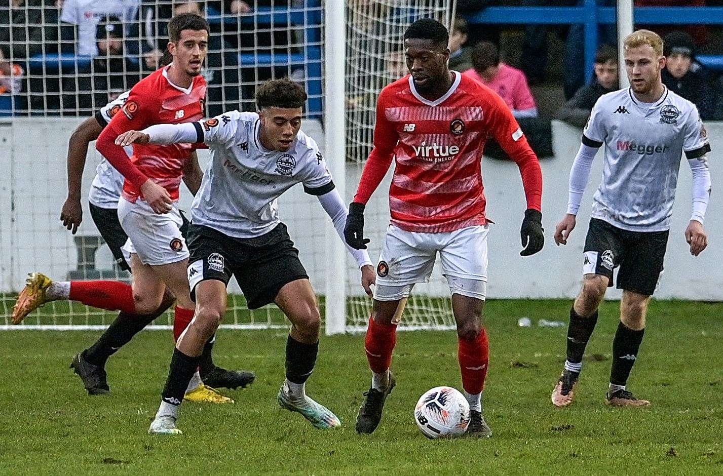 Dover defending on Saturday in their 2-1 home loss to Ebbsfleet. Picture: Stuart Brock