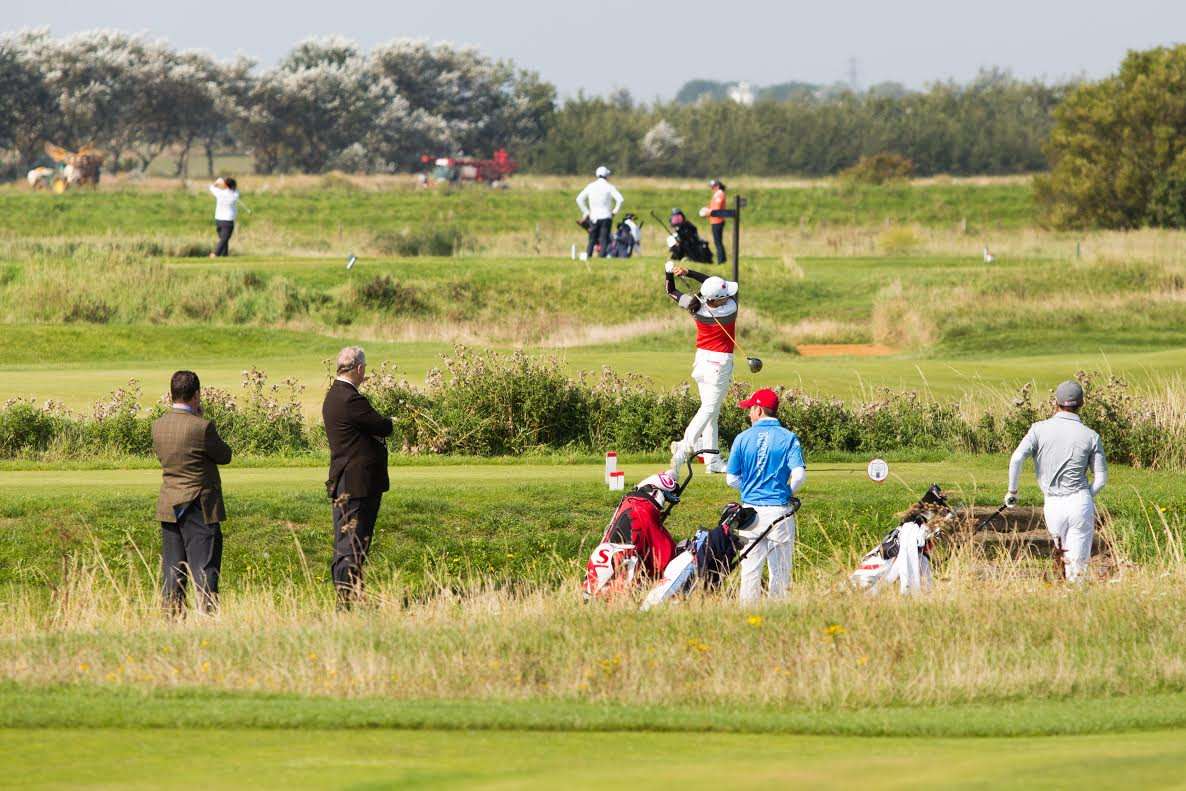 Prince Andrew on the golf course. Picture: Jannick Fjeldsoe