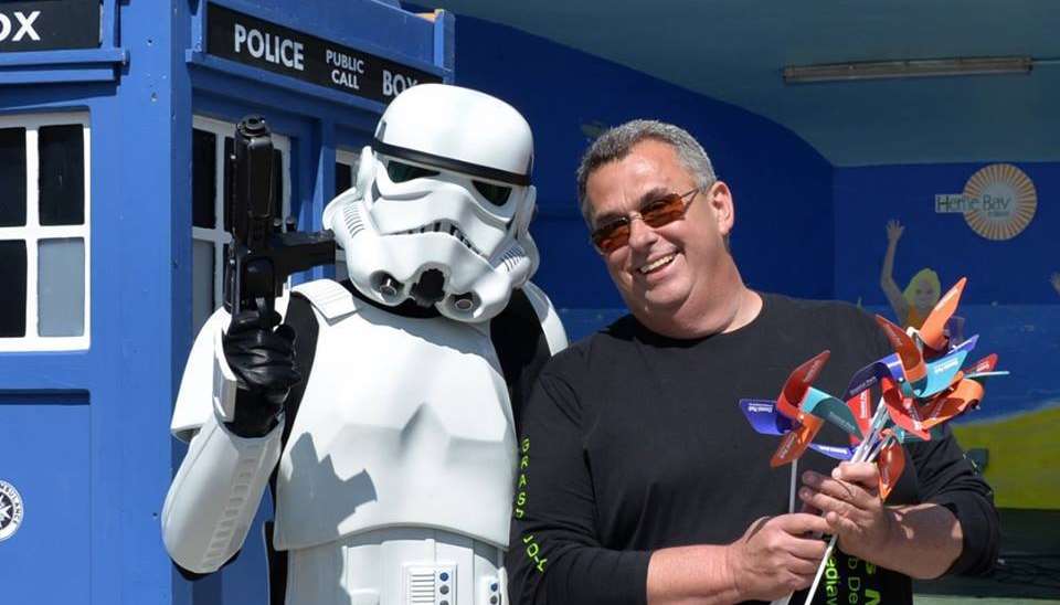 Nigel Hancock and a Star Wars stormtrooper. Picture by Michael McLaughlin.