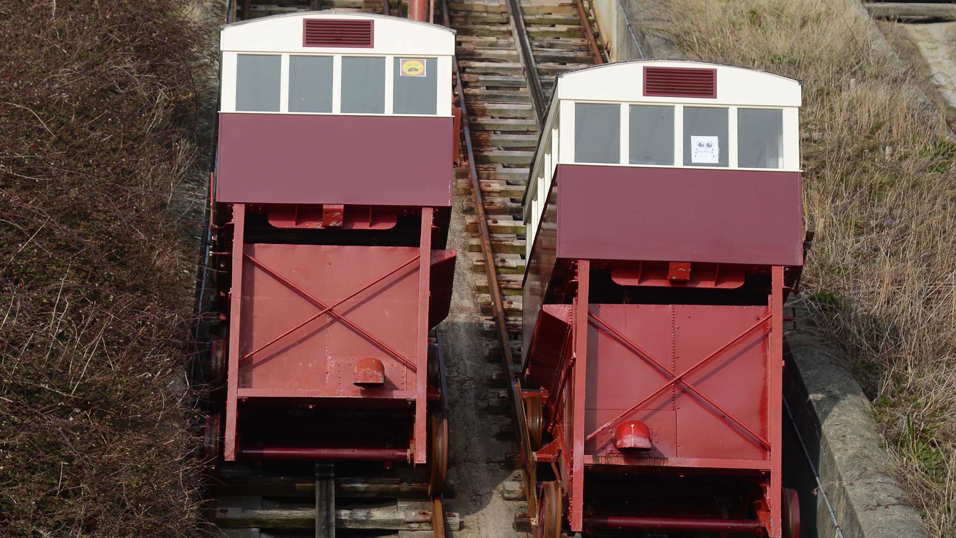 The Leas Lift was put to 'half track' to symbolise its closure in January