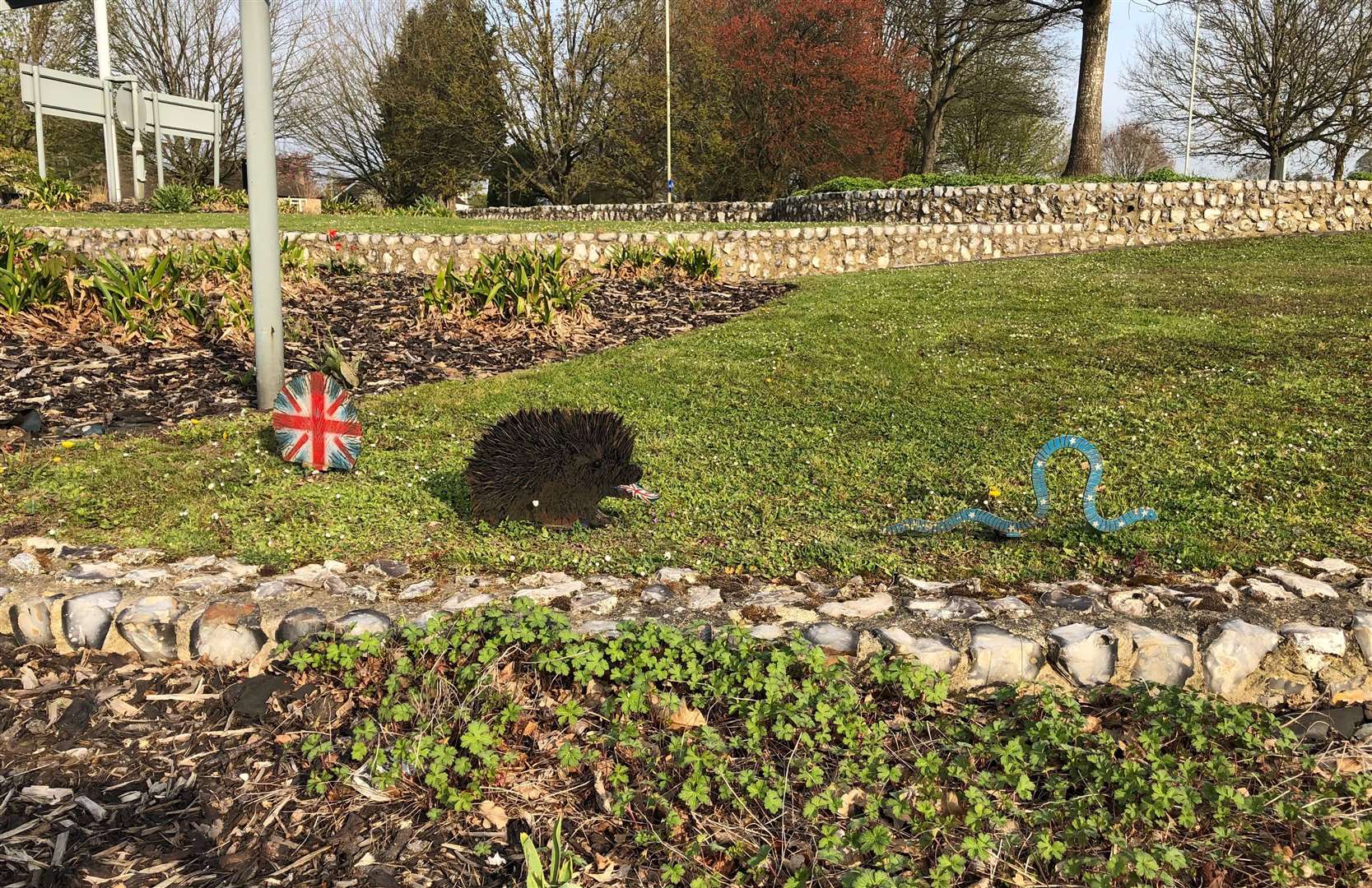 The latest 'Roundabout Banksy' creation on the Conningbrook Hotel junction