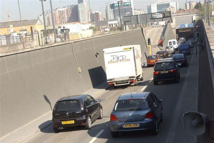 Approach to the Blackwall Tunnel on the Greenwich side of the River Thames. Picture: Jim Rantell