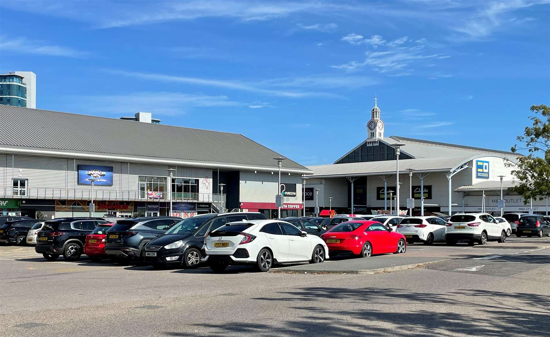 Car park at Dockside Outlet Centre