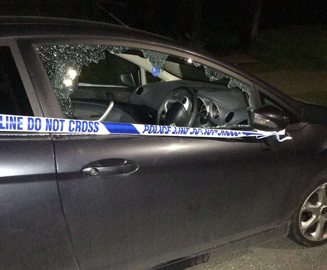 A vandalised car in Spring Lane, Canterbury