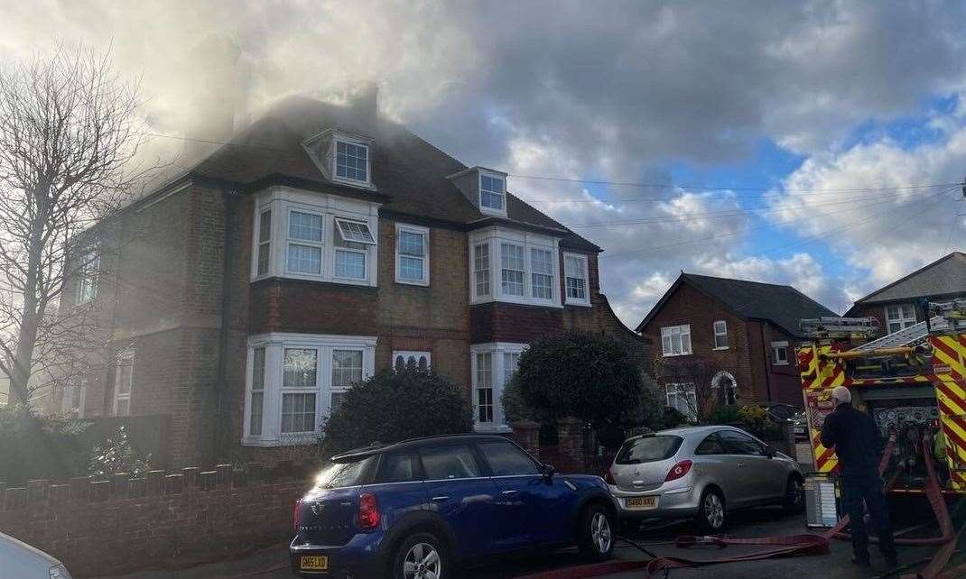 Fire crews tackle a blaze in Cowper Road, Deal. Picture: Daniel McCaughan Photography