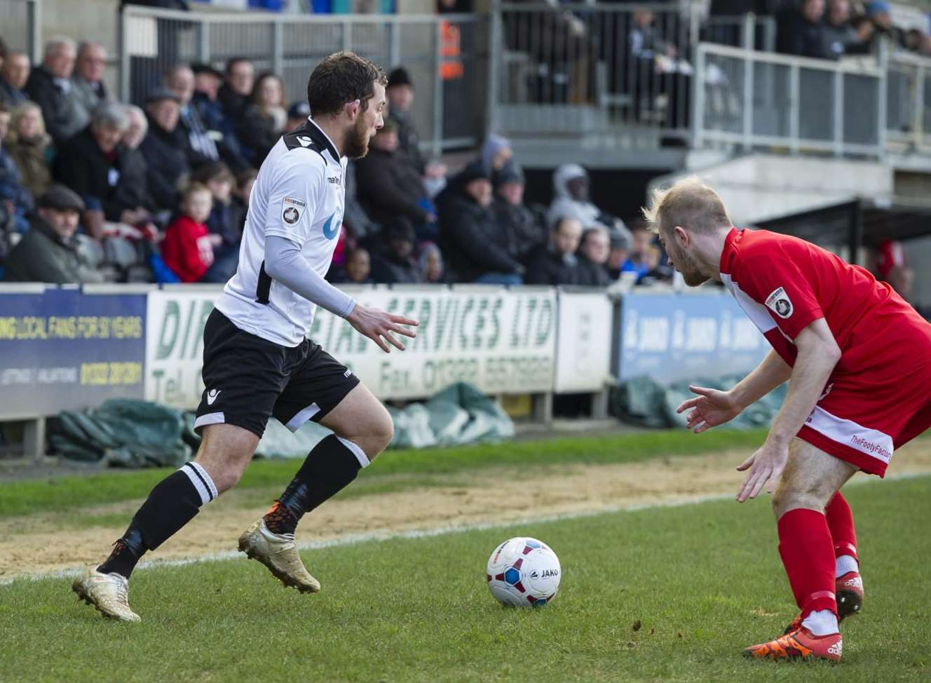 Ryan Hayes faces up his man and prepares to get a cross in Picture: Andy Payton