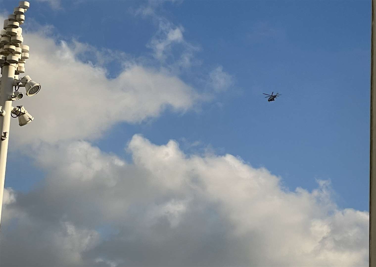 A helicopter seen flying over Dover this morning