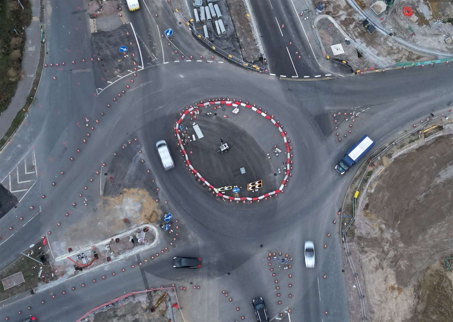 A makeshift roundabout has been in place for months. Picture: Barry Goodwin