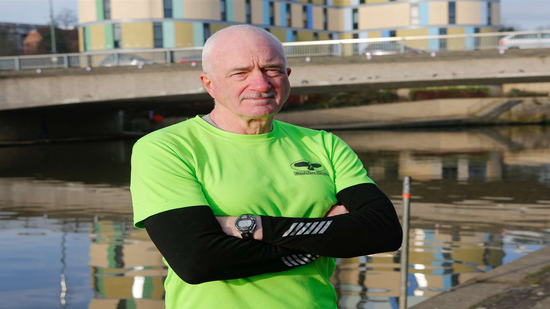 Mike Jones by the River Medway at the point he rescued a man from the water on Saturday