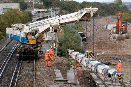 Construction of the freight railway project at Lafarge in Northfleet.