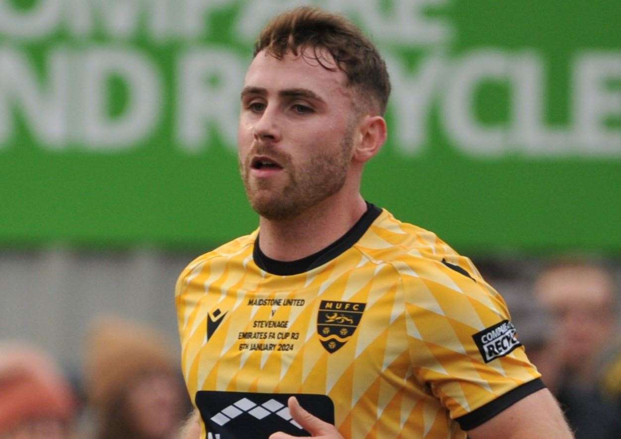 Former Ipswich man George Fowler in action for Maidstone against Stevenage. Picture: Steve Terrell