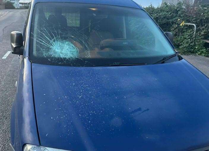 Thomas Kane's van was damaged in Grovehurst Road, Kemsley near Sittingbourne. Picture: Rebecca Kane