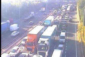 Slow moving traffic heading towards the Dartford Tunnel. Credit: Highways England (3225002)