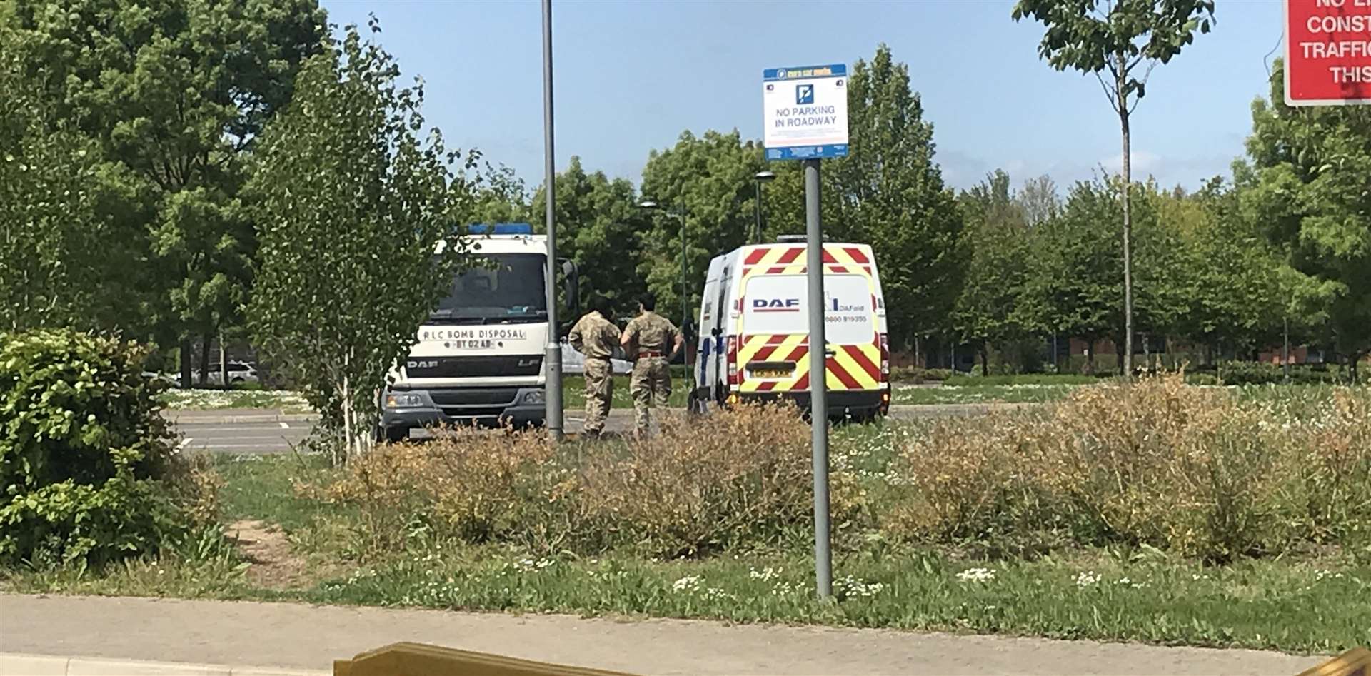 The Army's EOD team is waiting to carry out a controlled explosion