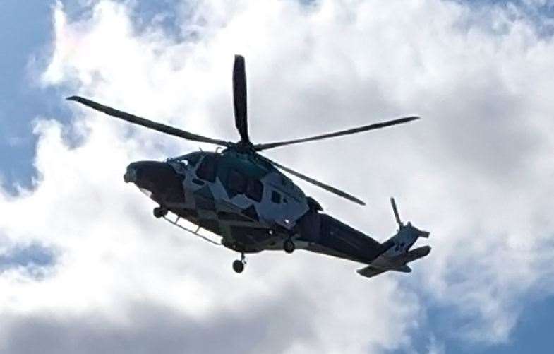 The air ambulance over the Folkestone Harbour. Picture: Folkestone Rescue