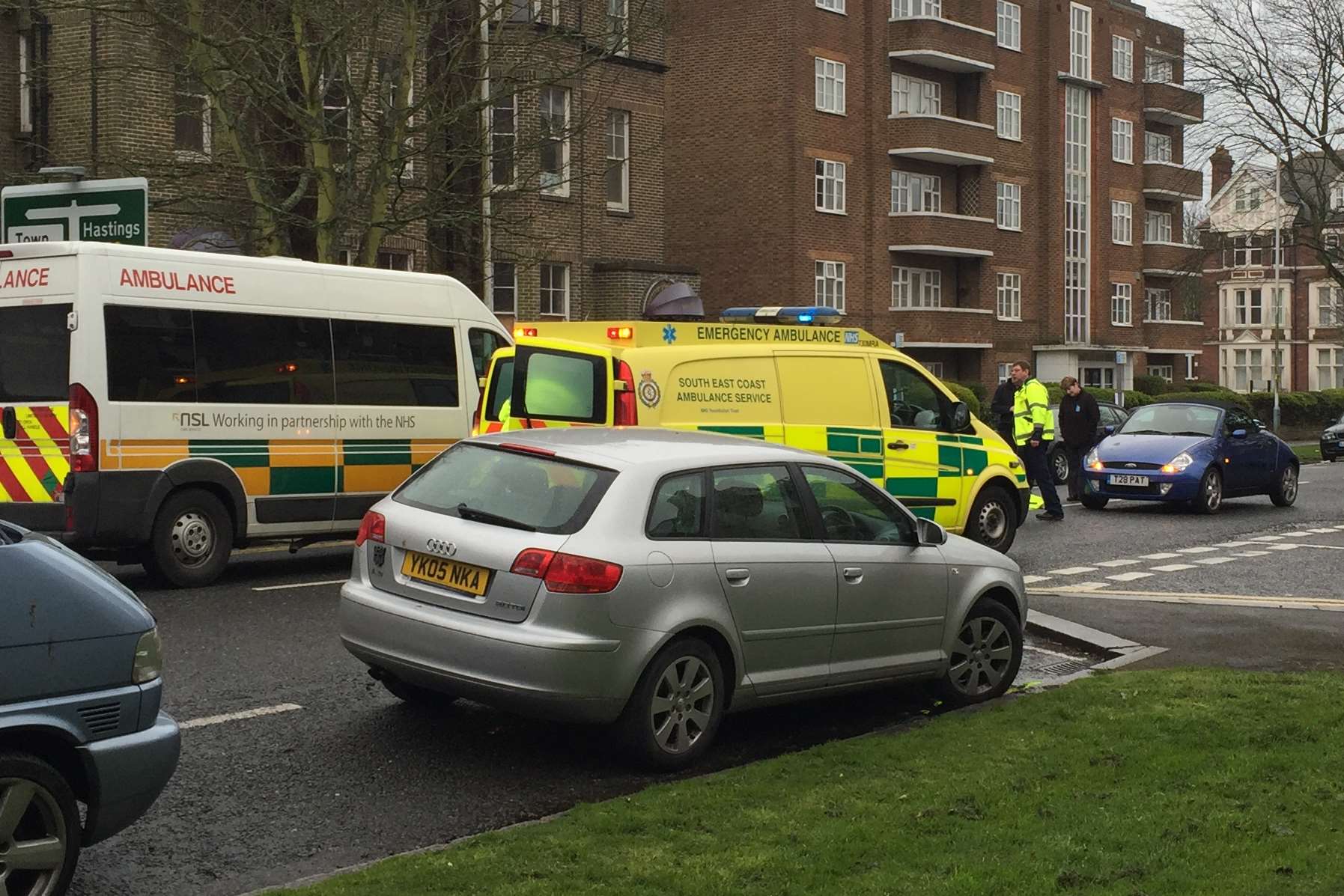 Ambulance crews in Earls Avenue