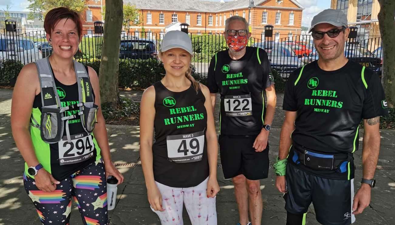 Rebel Runners ahead of the Chatham Maritime 10K race.