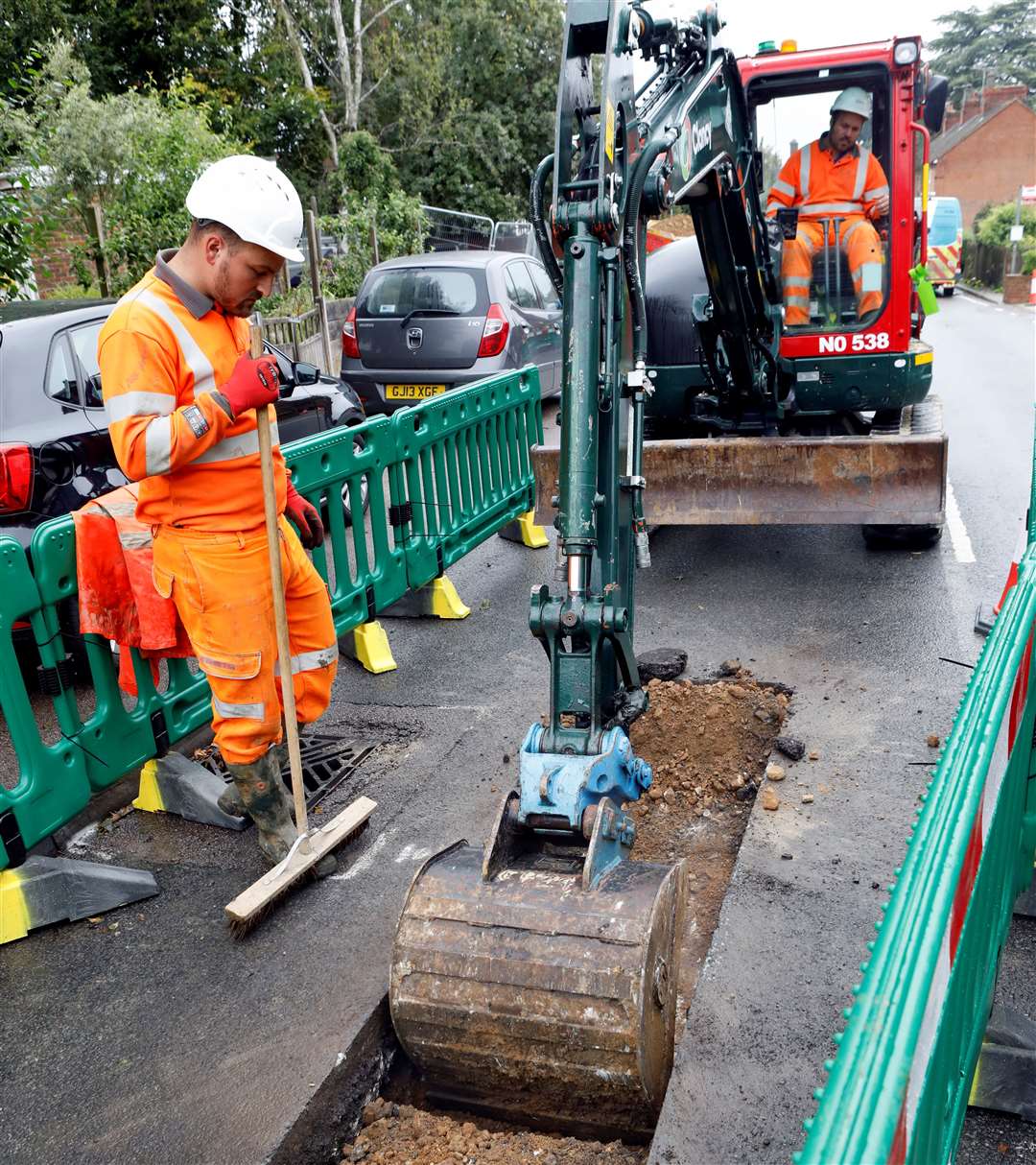 South East Water sub contractors Clancy at work in Upper Street, Leeds