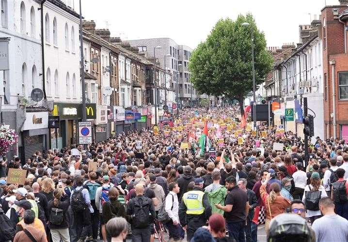 Thousands gathered in Walthamstow for the protest in August. Picture: PA Wire