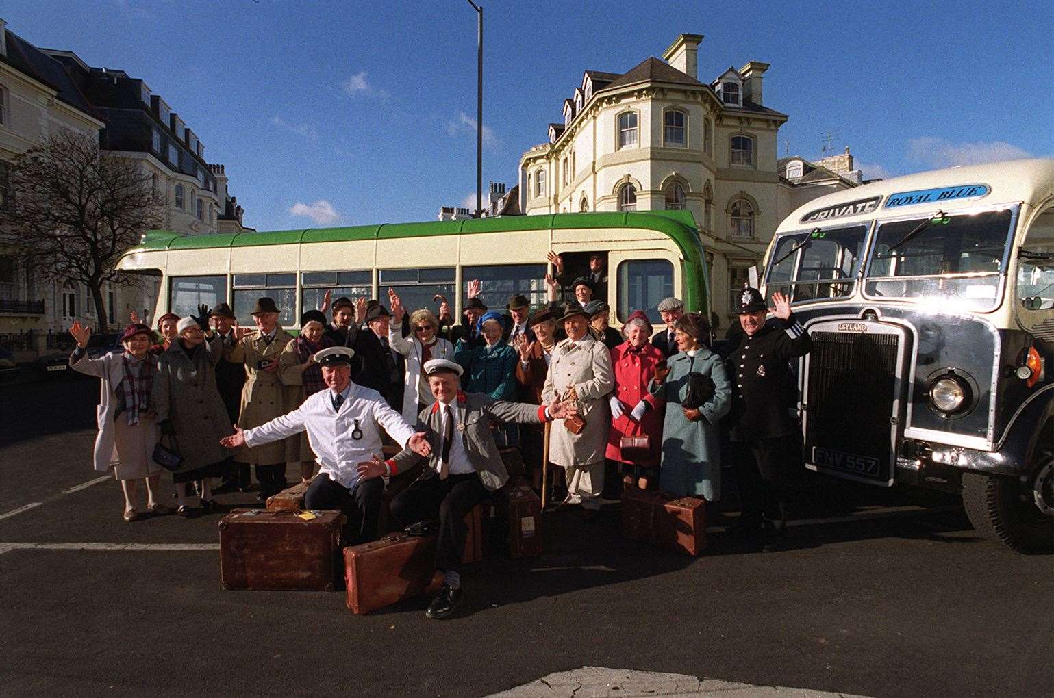 A trip in 2001 for retirees at Saga meets outside the Rhodesia Hotel