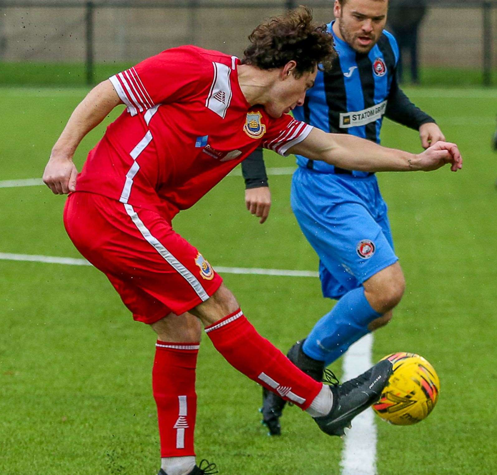 Gus Barnes struck twice in a midweek friendly win over Staplehurst. Picture: Les Biggs