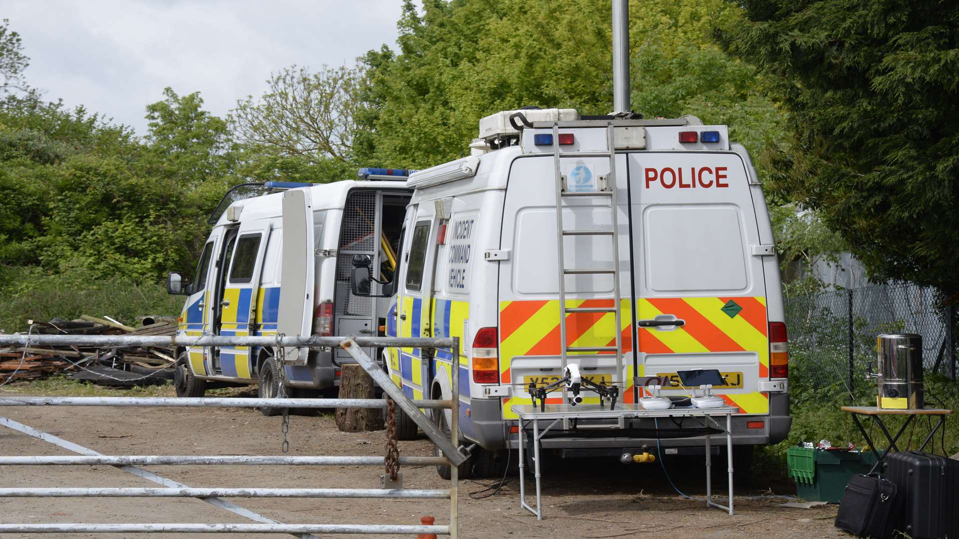 Police and fire vehicles in Ratling Road, Aylesham