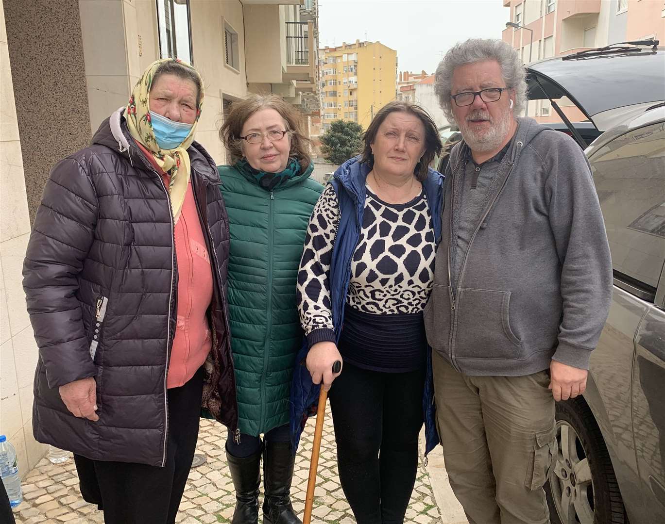 Francis with a group of three women he transported to Lisbon, Portugal. Picture: Francis Wildman