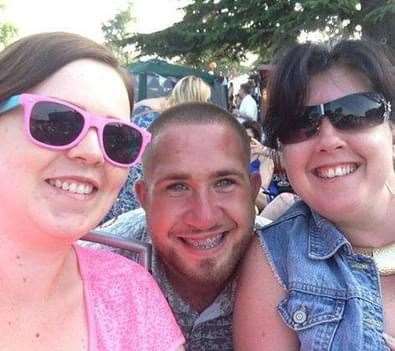 Andy Jackson with sister Lauren, left, and mum Sharon