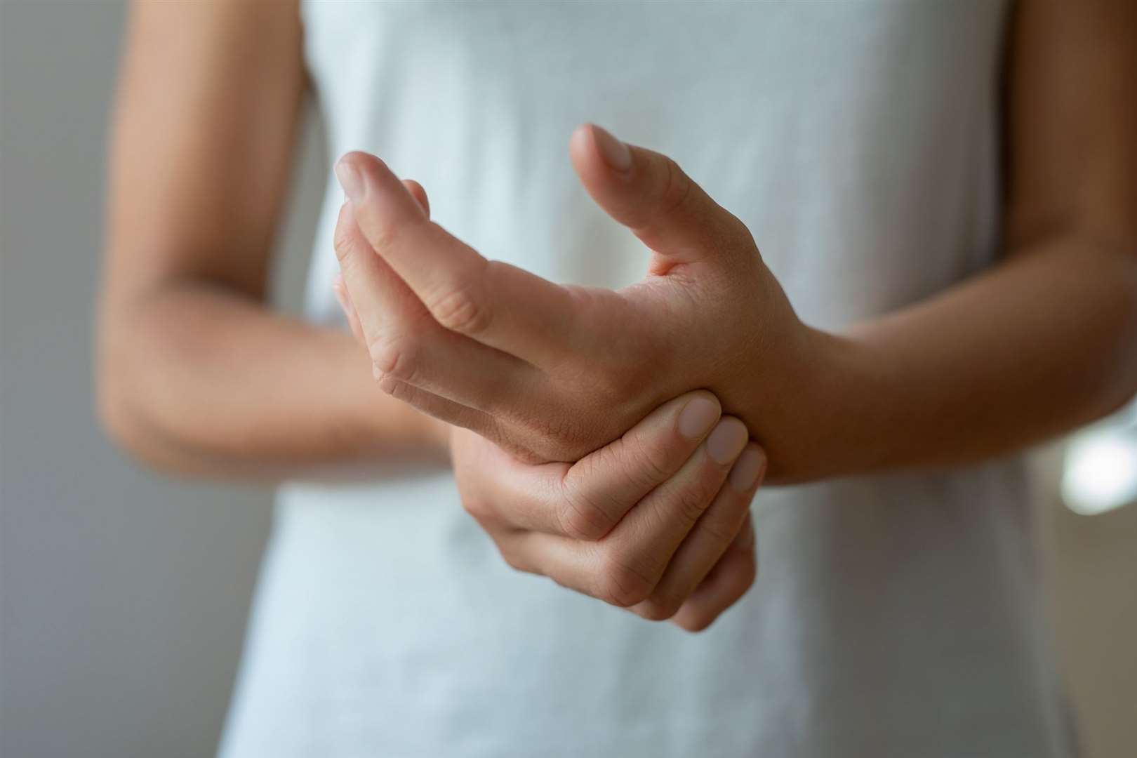 The woman's arthritis is so severe, she's at the point of despair. Library image, posed by model