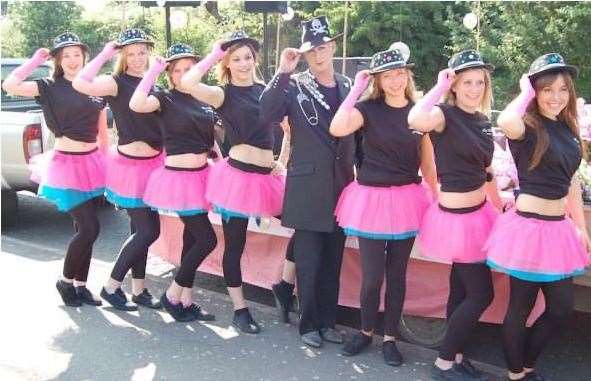 Members of Kent Dance School in front of their float during the noughties with Matthew Endersby fifth from the left. Picture: Matthew Endersby