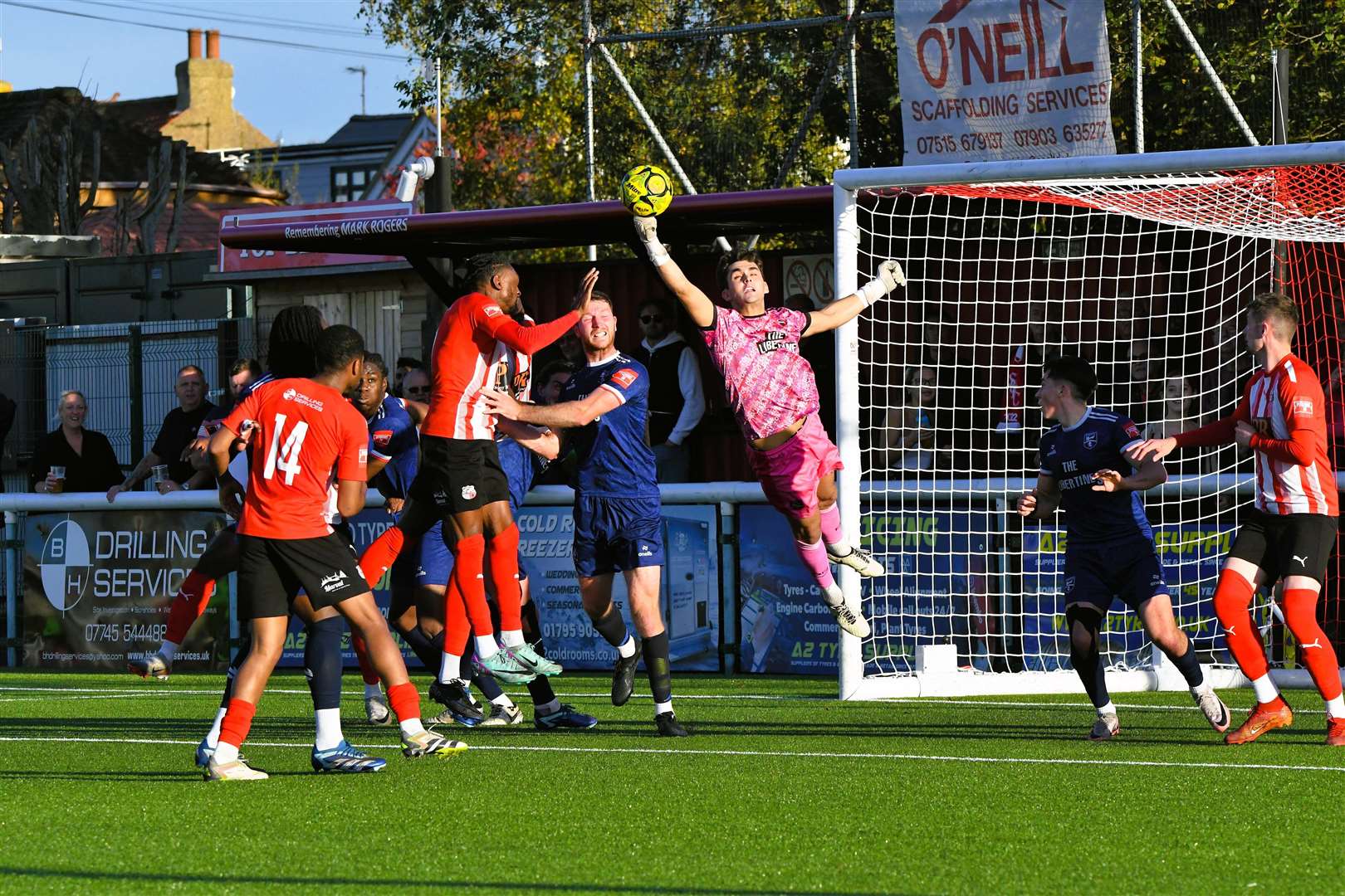 Sheppey put Margate keeper Tom Wray under pressure on Saturday Picture: Marc Richards