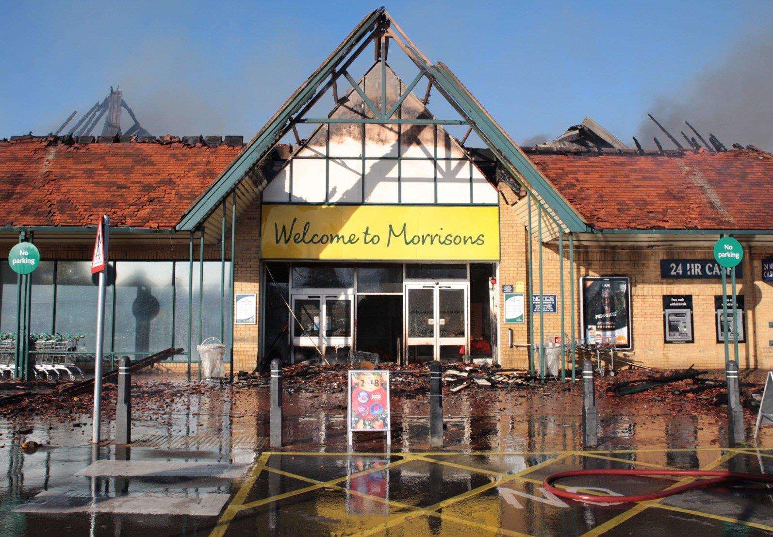 The Morrisons supermarket now the fire has been extinguished. Picture: Kent Fire and Rescue