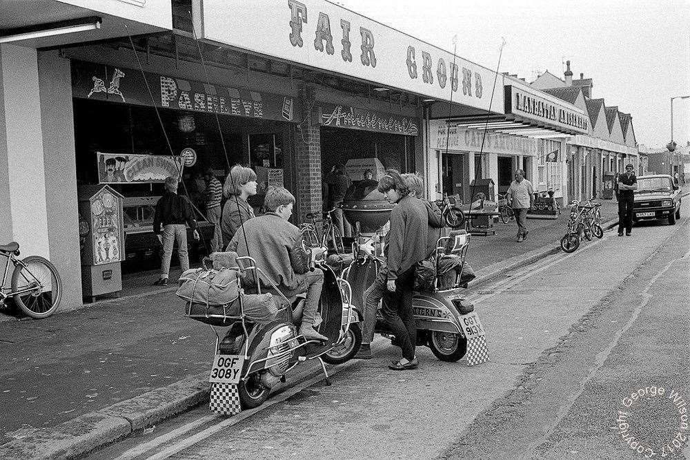 These teenagers were riding in style - L plates and all - outside the arcades. Copyright: George Wilson