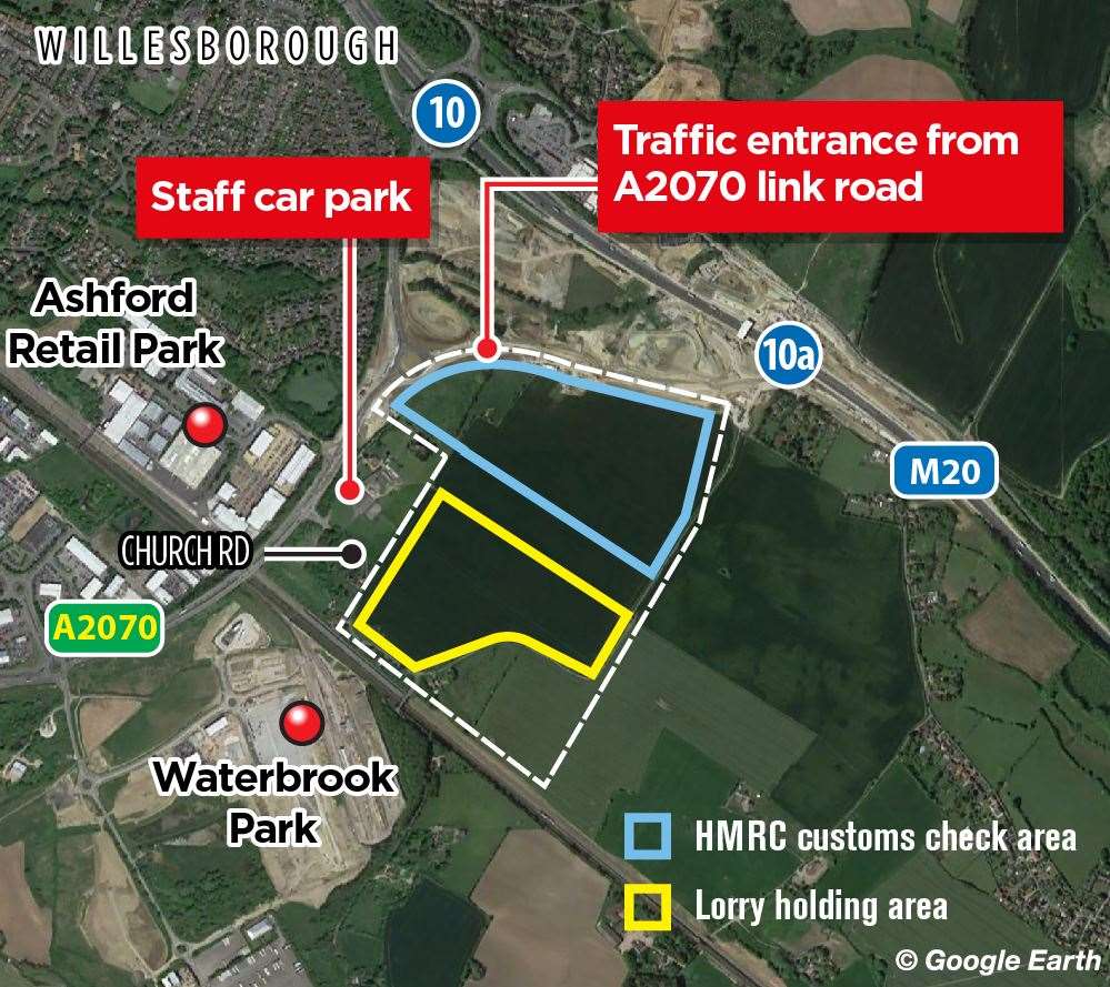 Traffic lights are being installed at the entrance to the site off the A2070 link road