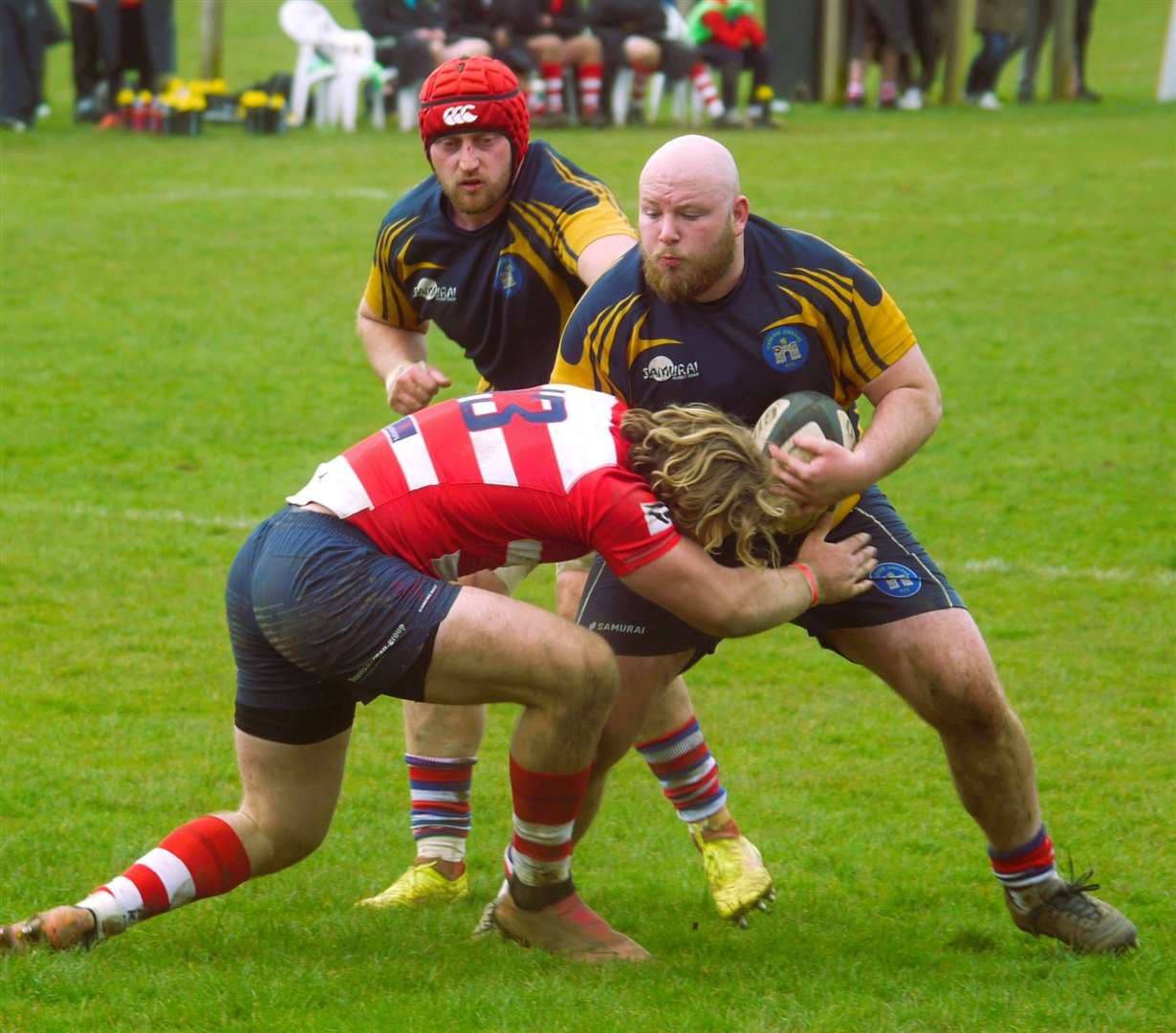 Luke Boon stands his ground at Dorking. Picture: Adam Hookway