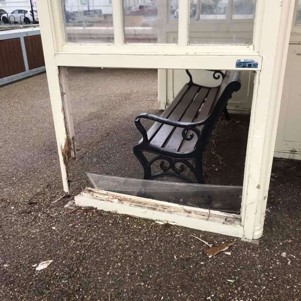 The volunteers also found some of the seaside shelters had been vandalised. Picture: Bay Beach Clean