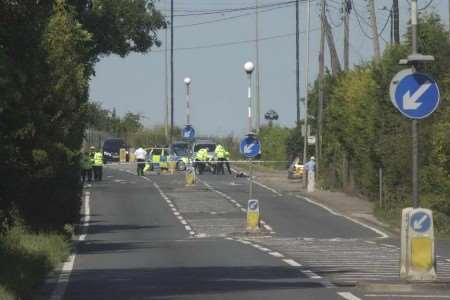 The emergency services at the scene of the tragedy. Picture: BARRY CRAYFORD