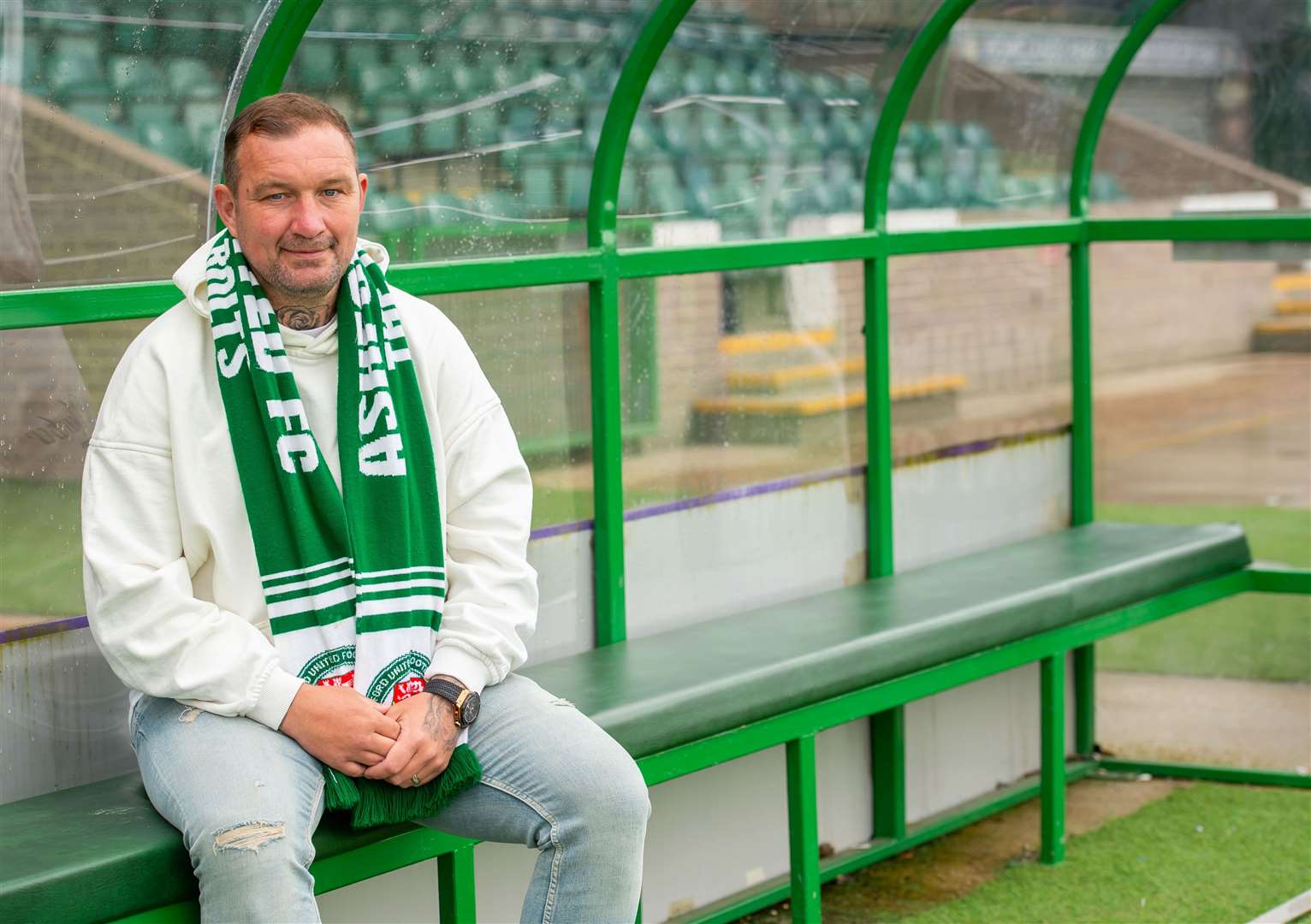 Danny Kedwell in the Homelands dugout. Picture: Ian Scammell