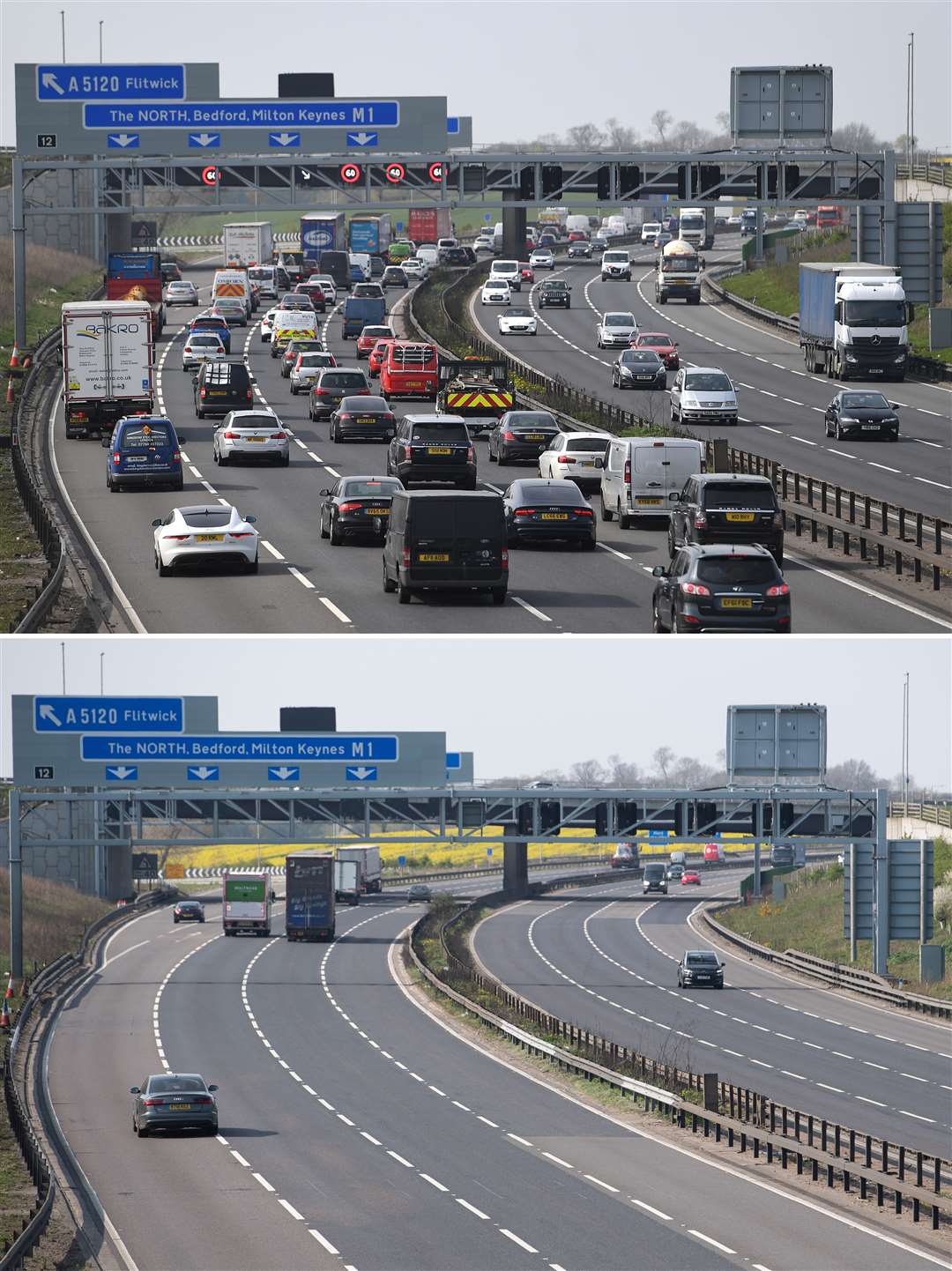 The M1 in Bedfordshire (Joe Giddens/PA)