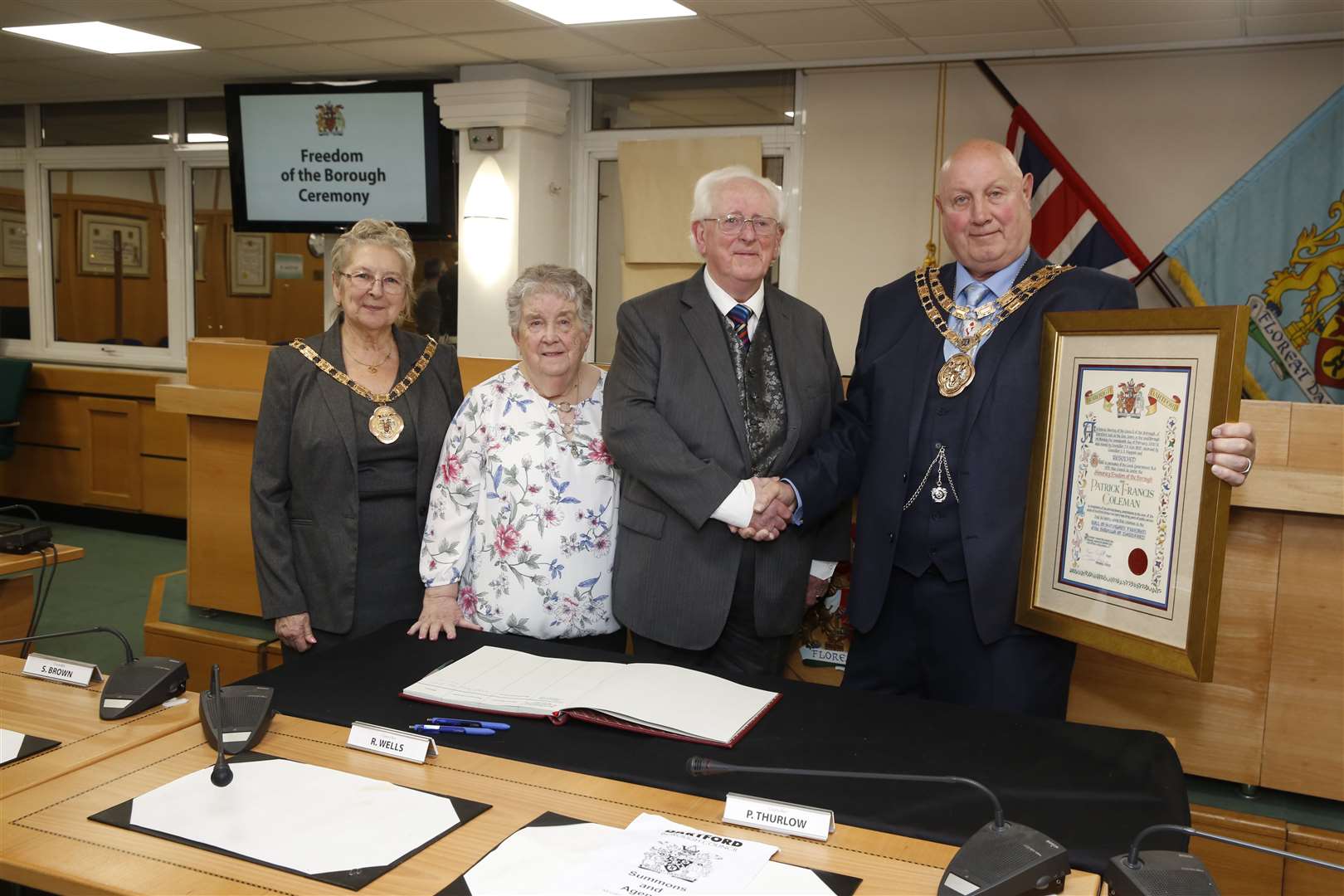 Deputy Mayor Rosanna Currans, Doreen Coleman, Pat Coleman and The Mayor of Dartford Roger Perfitt. Picture: Andy Barnes